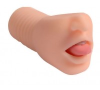 Телесный мастурбатор-ротик с язычком и зубками