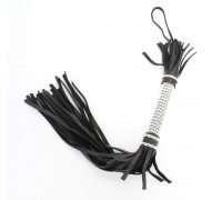Черная плеть с серебристой ручкой - 45 см.