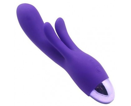 Фиолетовый вибратор INDULGENCE Rechargeable Frolic Bunny - 18,7 см.