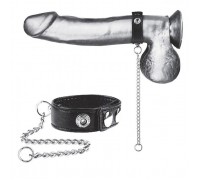 Утяжка на пенис с поводком Snap Cock Ring With 12  Leash