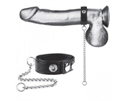 Утяжка на пенис с поводком Snap Cock Ring With 12  Leash