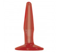 Маленькая красная анальная пробка Basix Rubber Works Mini Butt Plug - 10,8 см.