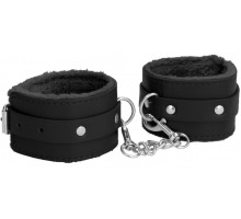 Черные наручники Plush Leather Hand Cuffs