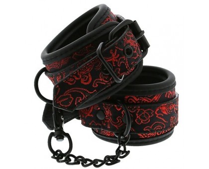 Черно-красные наручники с металлической цепочкой WRIST CUFFS