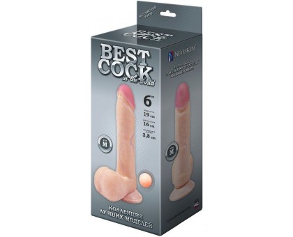 Телесный фаллоимитатор на присоске BEST COCK 6 - 19 см.