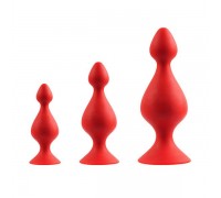 Набор из 3 красных анальных силиконовых втулок MENZSTUFF 3-PIECE ANAL PAWN SET