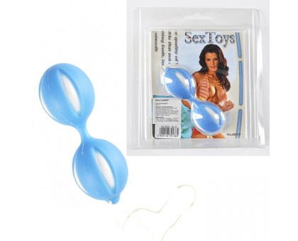 Голубые вагинальные шарики SMART BALLS со шнурком