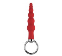 Красный анальный стимулятор-елочка с кольцом - 10,2 см.