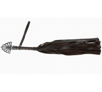 Коричневая плеть-флогер с витой ручкой в виде короны - 62 см.