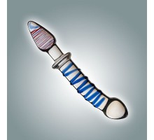 Анально-вагинальный стеклянный фаллоимитатор с анальным ограничителем - 23 см.