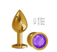 Золотистая средняя пробка с фиолетовым кристаллом - 8,5 см.