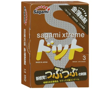 Презервативы Sagami Xtreme Feel Up с точечной текстурой и линиями прилегания - 3 шт.