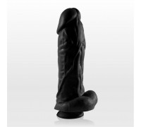 Чёрный фаллоимитатор с пышным стволом и присоской - 20,5 см.