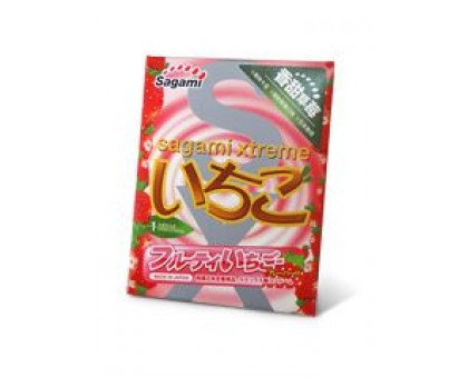 Презерватив Sagami Xtreme Strawberry c ароматом клубники - 1 шт.