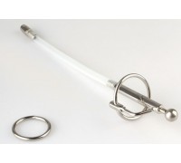 Серебристый фигурный уретральный стимулятор со съемным колечком