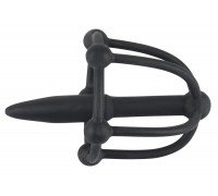 Черный силиконовый расширитель Penis Plug with Glans Cage