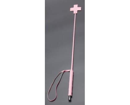 Розовый стек с наконечником-крестом из искусственной кожи - 70 см.