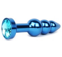 Удлиненная синяя анальная втулка с голубым кристаллом - 11,3 см. 
