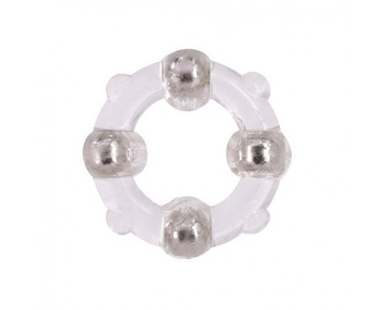 Эрекционное кольцо с 4 бусинами MENZSTUFF STUD RING CLEAR