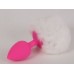 Розовая анальная пробка с белым хвостом  Задорный Кролик 