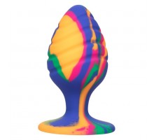 Яркая анальная пробка Cheeky Large Swirl Tie-Dye Plug - 9 см.