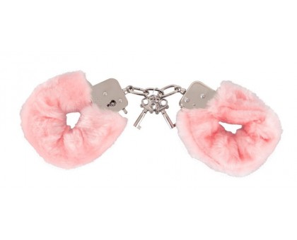 Розовые меховые наручники Love Cuffs Rose