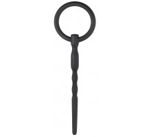 Черный уретральный плаг Silicone Penis Plug With Pull Ring - 13,5 см.