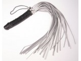 Белая плеть  Ракета  с чёрной ручкой-фаллосом - 65 см.
