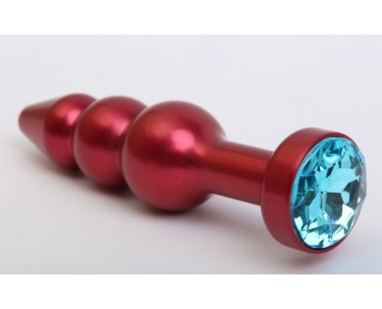 Красная анальная ёлочка с голубым кристаллом - 11,2 см.