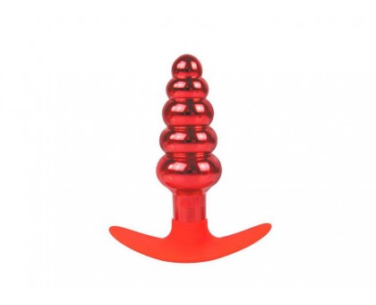 Красная анальная втулка в виде ёлочки - 10,9 см.