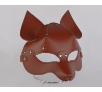 Коричневая кожаная маска  Лиса 