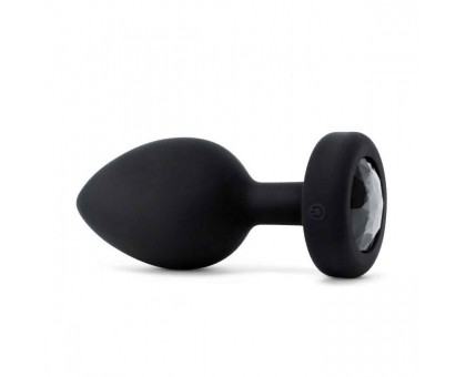 Черная вибропробка Vibrating Jewel Plug XXL - 12 см.