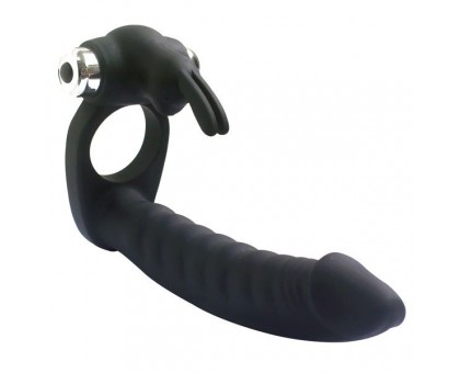 Черная вибронасадка для двойного проникновения Devil Teaser - 14 см.