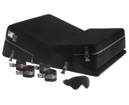Чёрная подушка для секса из двух частей с креплениями Wedge/Ramp Combo Conversion Kit