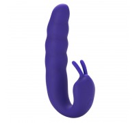 Фиолетовый вибратор Ribbed Dual Stimulator - 17 см.