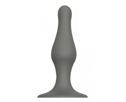 Серый удлиненный анальный стимулятор PLUG WITH SUCTION CUP - 10,3 см.