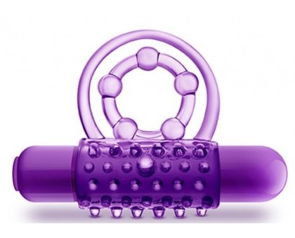 Фиолетовое эрекционное виброкольцо The Player Vibrating Double Strap Cock Ring