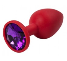 Красная силиконовая пробка с фиолетовым кристаллом - 7,1 см.