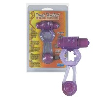 Фиолетовое эрекционное кольцо Dual Bullet Hexagon Cockring