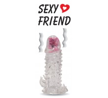 Закрытая прозрачная вибронасадка на пенис Sexy Friend - 13,5 см.