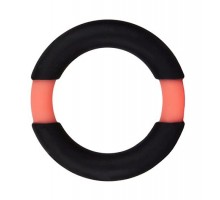 Чёрное эрекционное кольцо NEON STIMU RING 32MM BLACK/ORANGE
