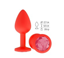 Красная анальная втулка с малиновым кристаллом - 7,3 см.