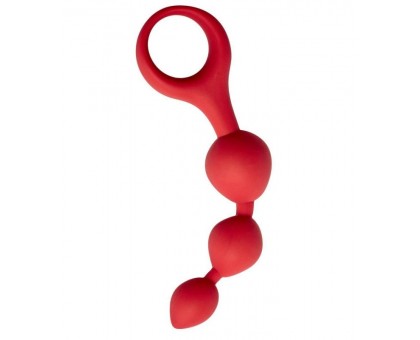 Красная анальная цепочка Anal Chain с ручкой-кольцом