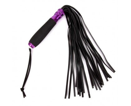 Черный флоггер с черно-фиолетовой металлической ручкой Notabu - 45 см.
