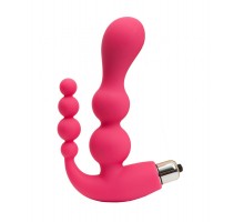 Розовый анально-вагинальный вибромассажер - 17 см.