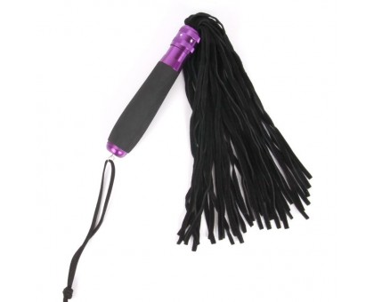 Черный флоггер с черно-фиолетовой металлической ручкой Notabu - 40 см.