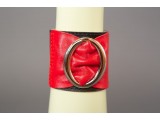 Красно-чёрный кожаный браслет с овальной пряжкой