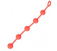 Красная анальная цепочка с кольцом - 30 см.