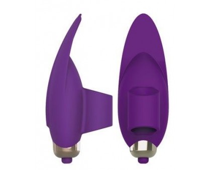 Фиолетовый вибростимулятор с петелькой под палец - 8 см.