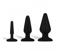 Набор из 3 черных анальных плагов из силикона